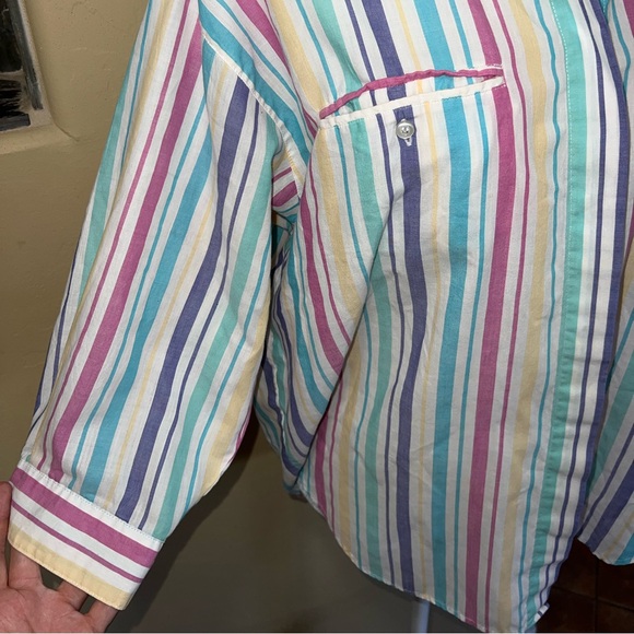 Diane Von Furstenberg Vintage Striped Button Up Quarter Sleeve 80’s Shirt Size M - Picture 4 of 10